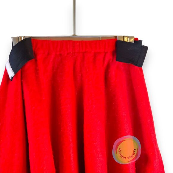 Red Felt Poodle Skirt Handmade 50s Sock Hop Costume Sequin Applique XS/S 25" W - Picture 6 of 14